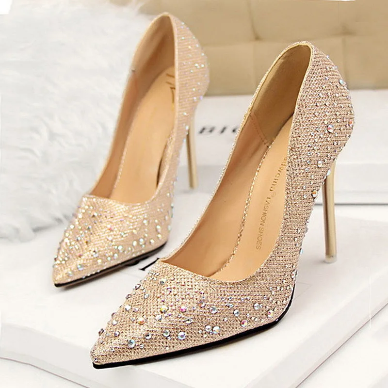 Rhinestone Women Pumps Classic Stiletto Women High Heels Sexy Pointed Toe Women Heel Pumps 10cm Ladies Shoe Party Wedding Shoes Rhinestone Women Pumps Classic Stiletto Women High Heels Sexy Pointed Toe Women Heel Pumps 10cm Ladies Shoe Party Wedding Shoes