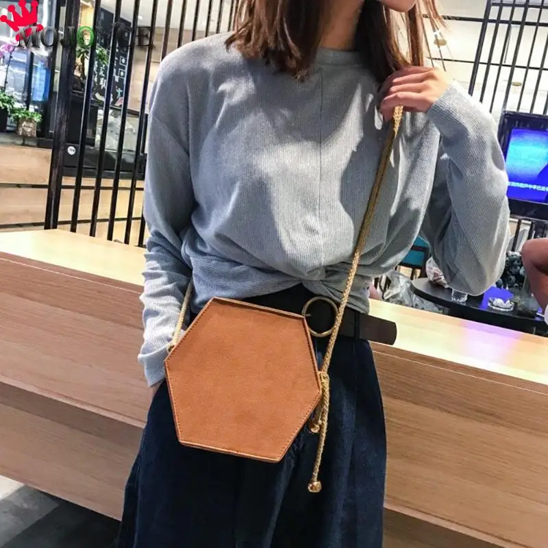 

Vintage Women Solid Color Shoulder Bags Frost Hexagon Casual Crossbody Bag