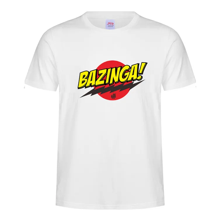 FUYBILL модная новая стильная мужская футболка Bazinga, летняя футболка с коротким рукавом с теорией большого взрыва, хлопковая футболка Шелдон, Мужская футболка, топы - Цвет: White 1