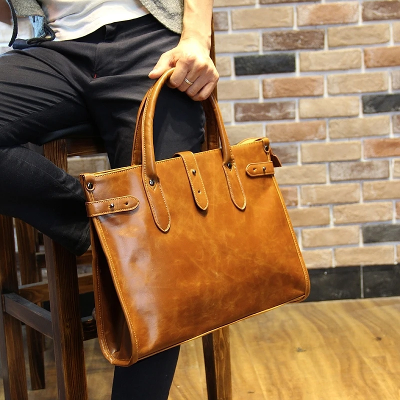

13 Inch Luxury Genuine Leather Men's Notebook Briefcases Business Bag Leather Messenger Bag Shoulder Bag For Men 14 Inch Laptop
