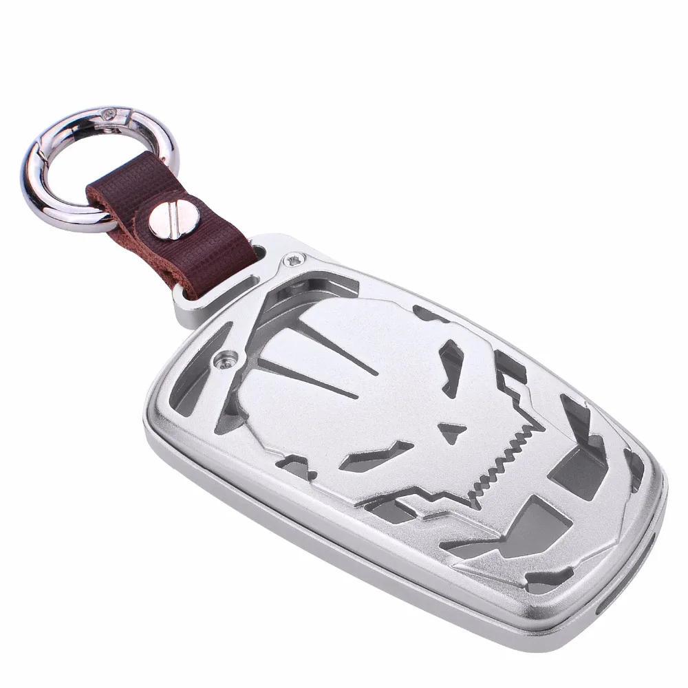 

Aluminum Alloy skull model limited edition metal leather car key case cover protector for BMW 1/2/3(GT)/5/6seris X3 X4 M2-M6