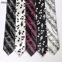Галстуки женские музыкальные нотки принт пианино узкие полосатые повседневные милые простые девушки Новые Элегантные корейские стильные женские s шикарные