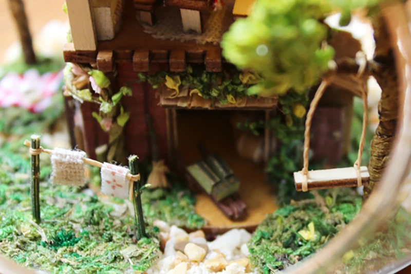 DIY Кукольный дом Миниатюрный Кукольный домик с 3D светодиодный мини-мебель стеклянный шар орнамент ручной работы Каса Подарочные игрушки для детей B001# E