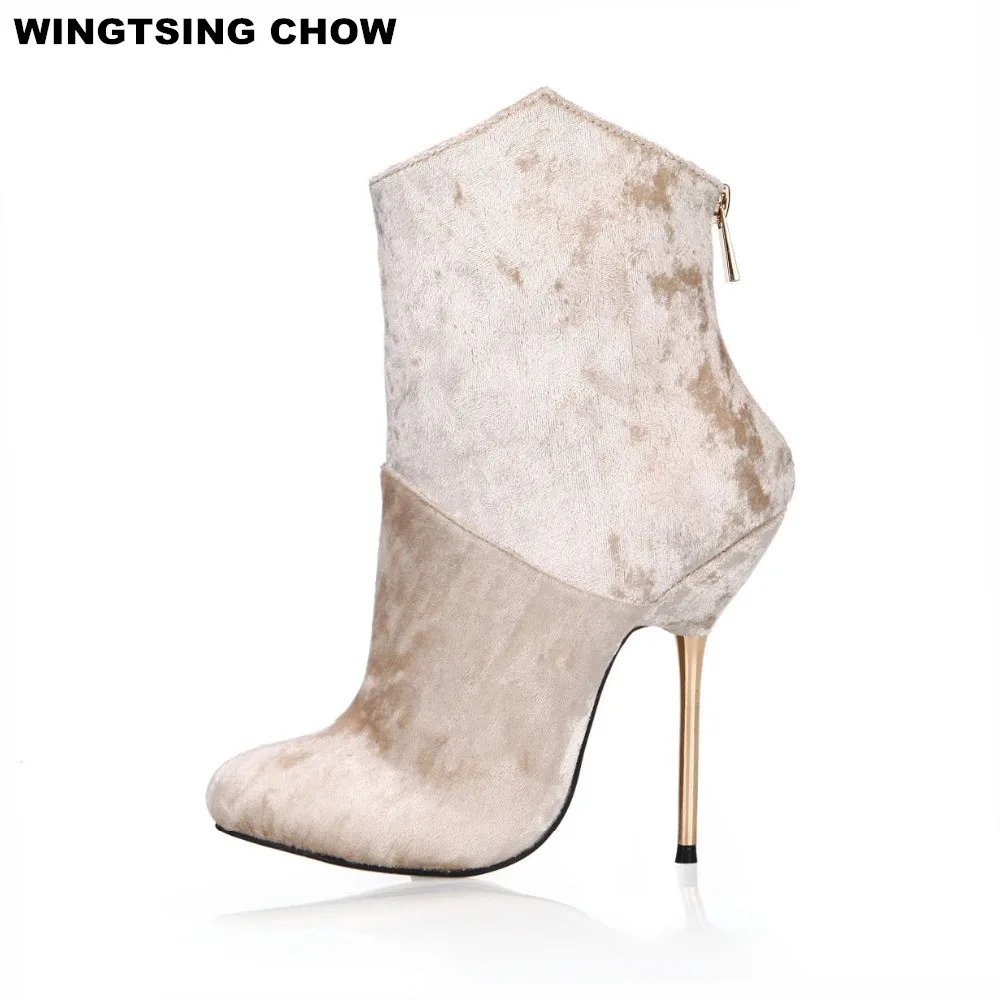 

New Suede Ankle Boots Women High Heels Autumn Shoes Woman Pumps Stiletto Heel Short Boots Women Shoes Large Size 43