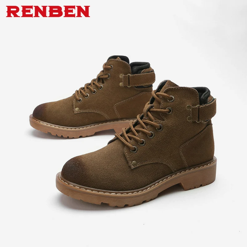 

New Women Boots Front Straps Round Toe Low Heel Ankle Boots PU Leather Motorcycle Boots Winter Shoes