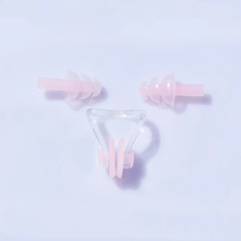 1 комплект Водонепроницаемая из мягкого силикона набор для купания зажим для носа беруш Earplug инструмент пыли беруши дайвинг аксессуары для водных видов спорта - Цвет: Pink
