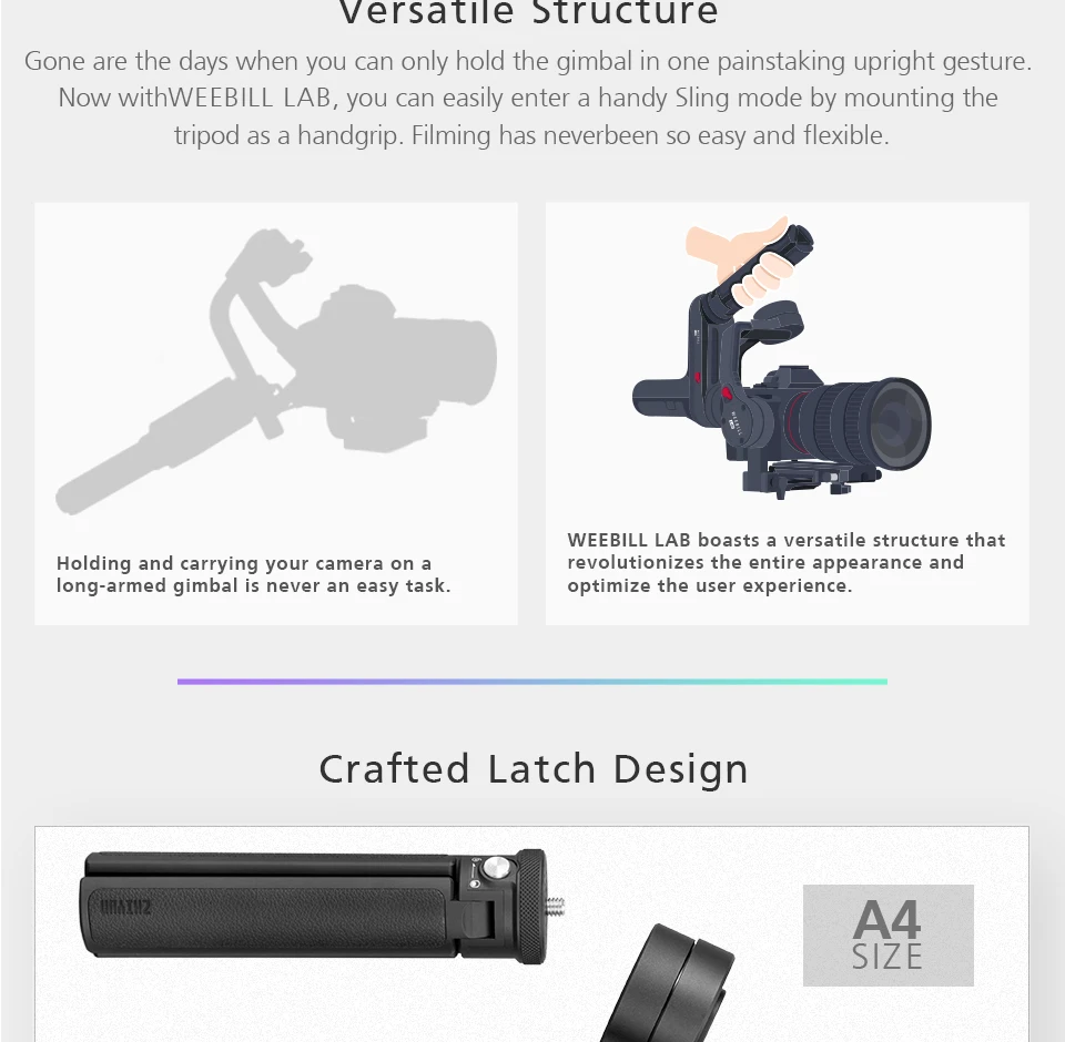 zhiyun weebill laborator oficial 3-axis imagine transmiterea stabilizator pentru camera de control manual mirrorless senzorilor suspensia în acţiuni.