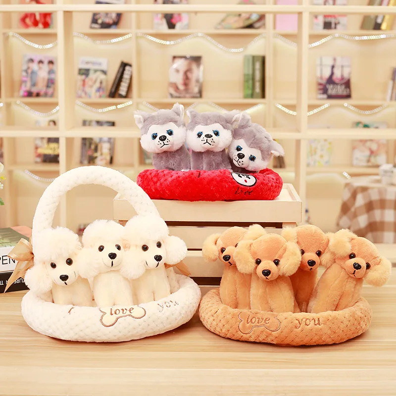 

A set Creative Simulation Teddy Dog Doll Plush Toys Poodle Dog Cloth doll Evening Birthday Valentine Girl
