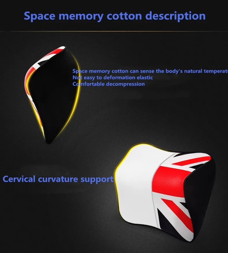 Автомобильный подголовник с принтом флага Великобритании, кожаные автомобильные подушки для шеи, подушка для безопасности автомобиля, опоры для внутренних аксессуаров