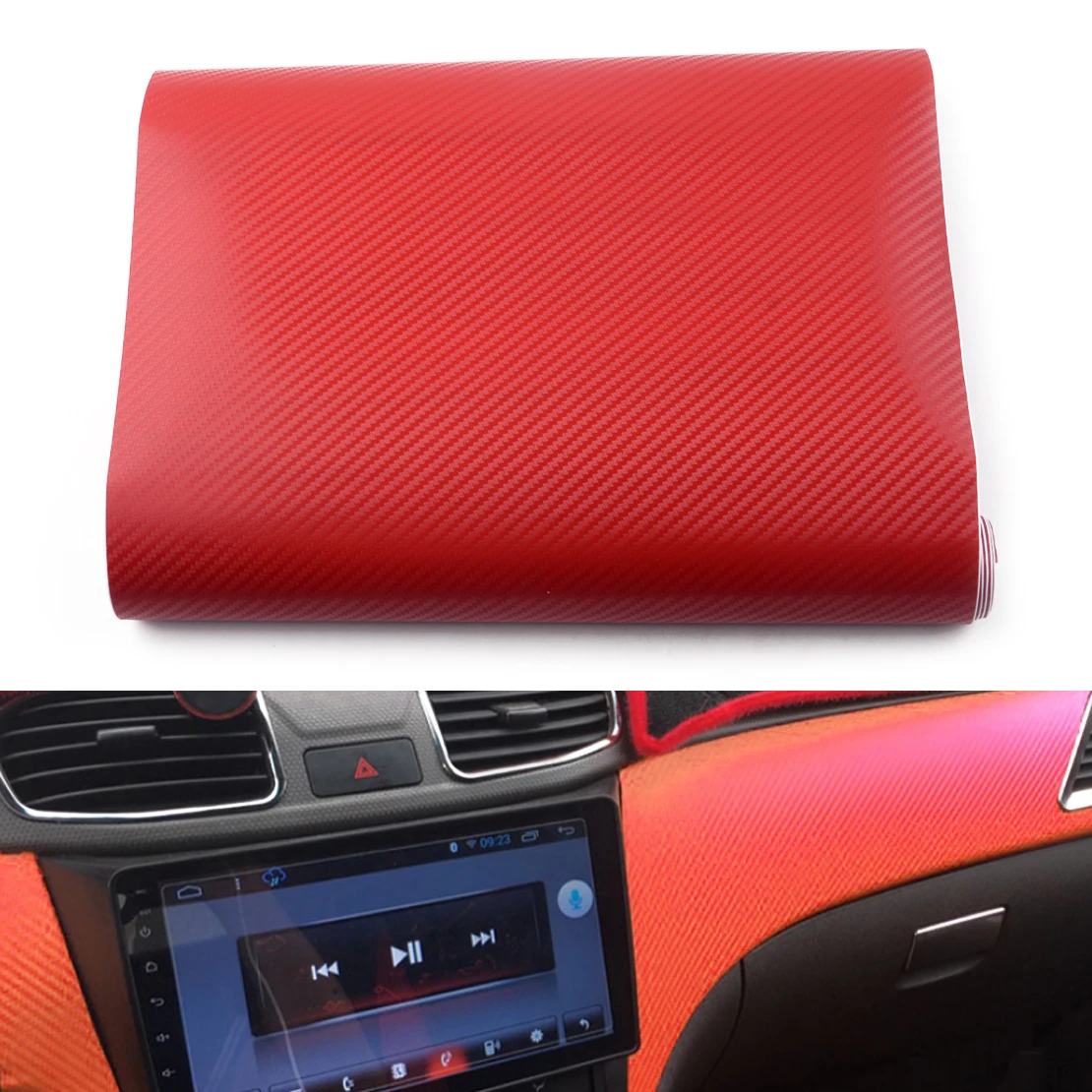 

DWCX Universal Car SUV Red PVC Carbon Fiber Vinyl Interior Roll Accessories Panel Wrap Sticker 127x30cm