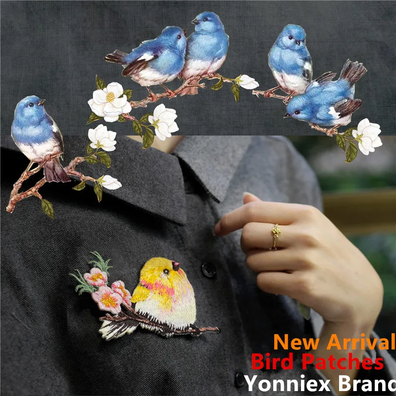 

Beautiful fashion embroidery bird with flower Patch sticke cloth paste clothing patch hole DIY accessories iron on cloth patch