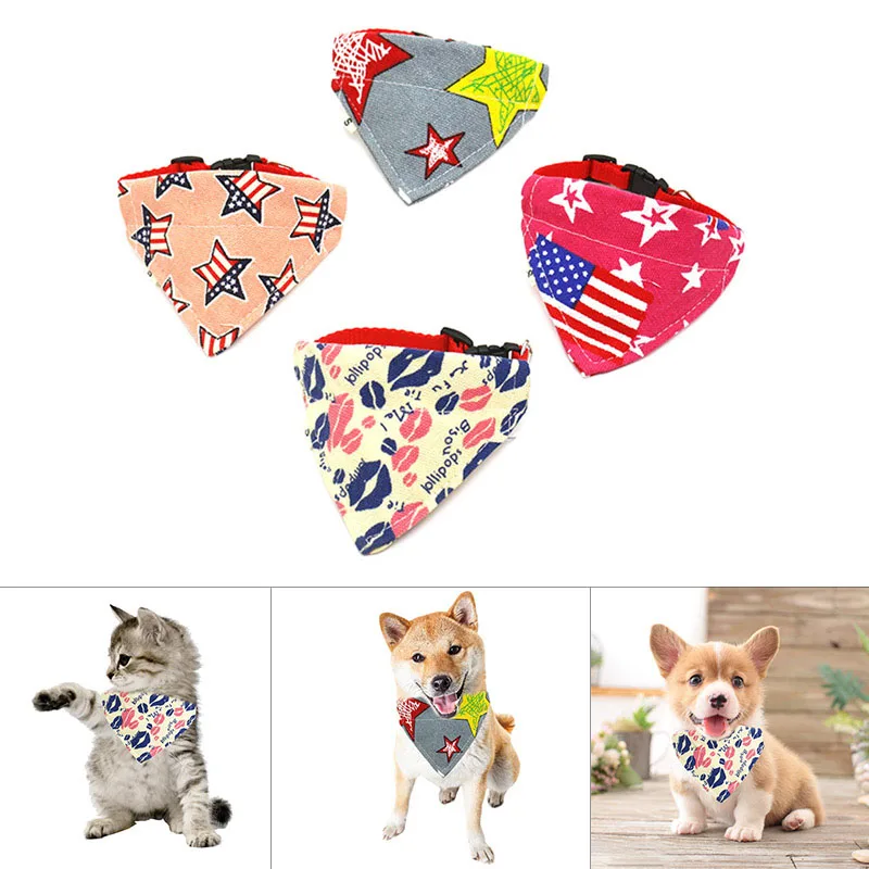 

1 Pcs Pet Dog Cat Saliva Towel Bandana Triangular Collar Neckerchief Adjustable Gift Hogard NO22