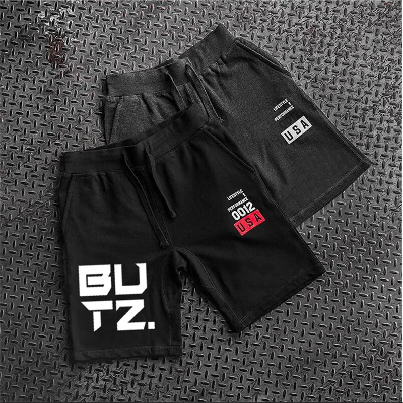 

2019 New Men Shorts Gyms Fitness Bodybuilding Bermuda Workout Jogger Solid Cotton Beach Shorts