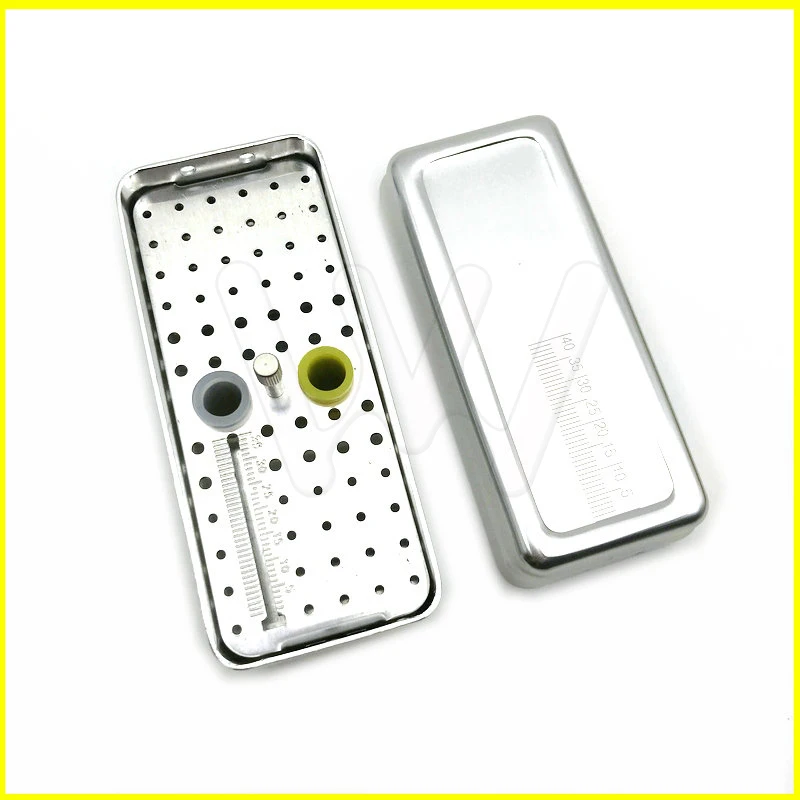 1pc Aluminum Dental Disinfection Box Autoclave Sterilizer Case Burs Endo Files Holder 72 Holes For Burs (2)