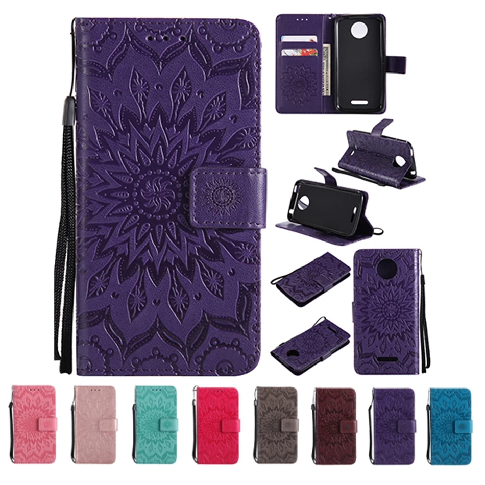 Back Cover for Motorola moto C Plus Coque luxury Leather Emboss flower Flip Wallet phone shell Moto XT1723 XT1724 5.0&quot case | Мобильные