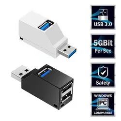 Универсальный Mini 3 порты USB 3,0 хаб Высокое скорость передачи данных Splitter Box адаптер для портативных ПК MacBook Pro мышь клавиатура Камера