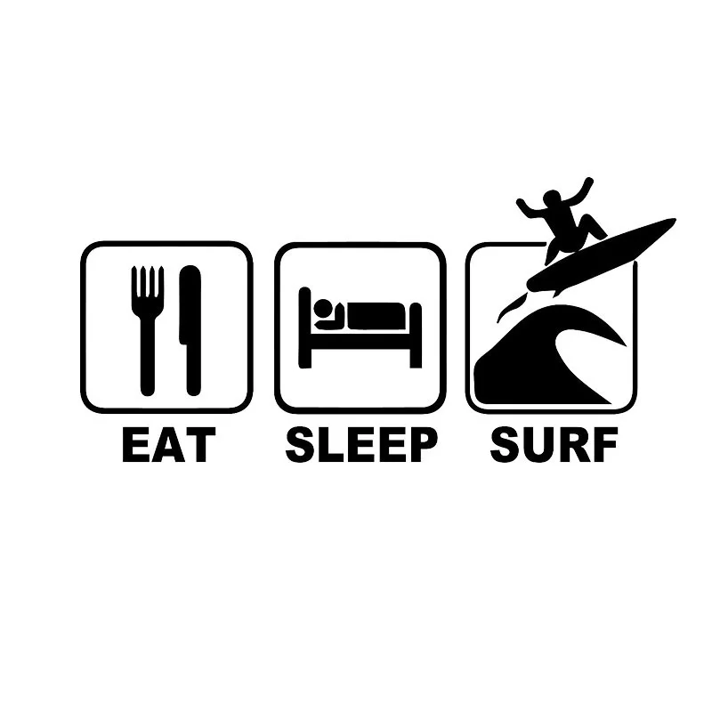 Eat Sleep Surf наклейки для блокнота 18x6 см