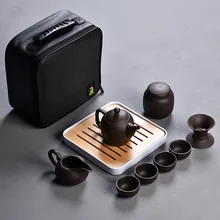 10 шт. чайный набор кунг-фу, красивый и простой чайник, китайский дорожный керамический портативный чайный сервиз, керамический поднос кофейная чашка gaiwan