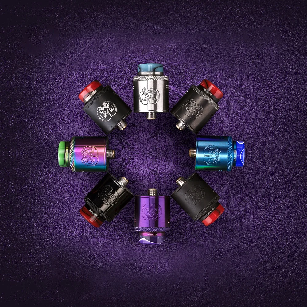 Kopen Originele Hellvape Drop Dead BF RDA 14 Luchtstroom Gaten met Hars Driptip Single Dual Coil Bouwt voor Squonkor Mod vs Dode Konijn