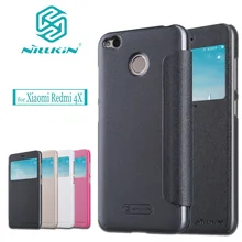 Xiaomi Redmi 4X Case NILLKIN Sparkle Flip Leather Business Smart View Window Phone Back Protective Cover for Xiaomi Redmi 4X