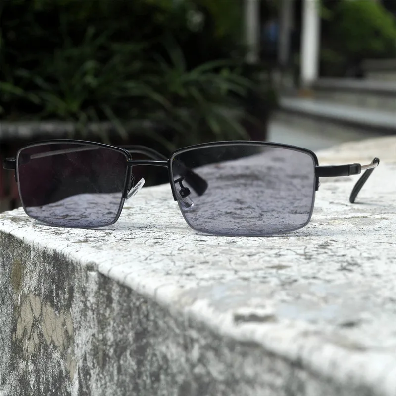 

UV protection transition sun photochromic reading glasses men's half frame square sunglasses Discoloration reading glasses NX