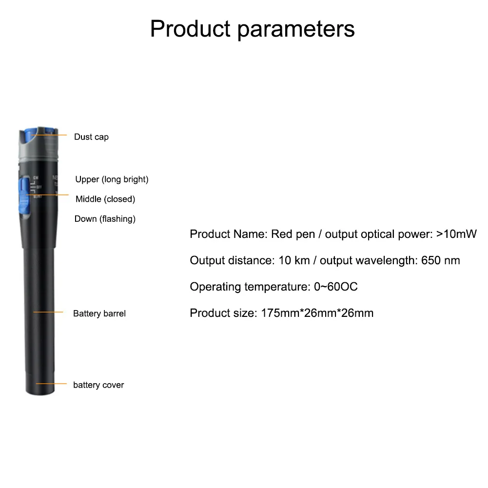 30 мВт Визуальный дефектоскоп Волоконно-оптическая лазерная ручка красный источник света кабельный тестер