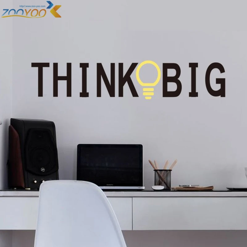 Мыслить масштабно наклейки цитата стены украшения zooyoo8251 кабинет 3d diy vinly walldecors |