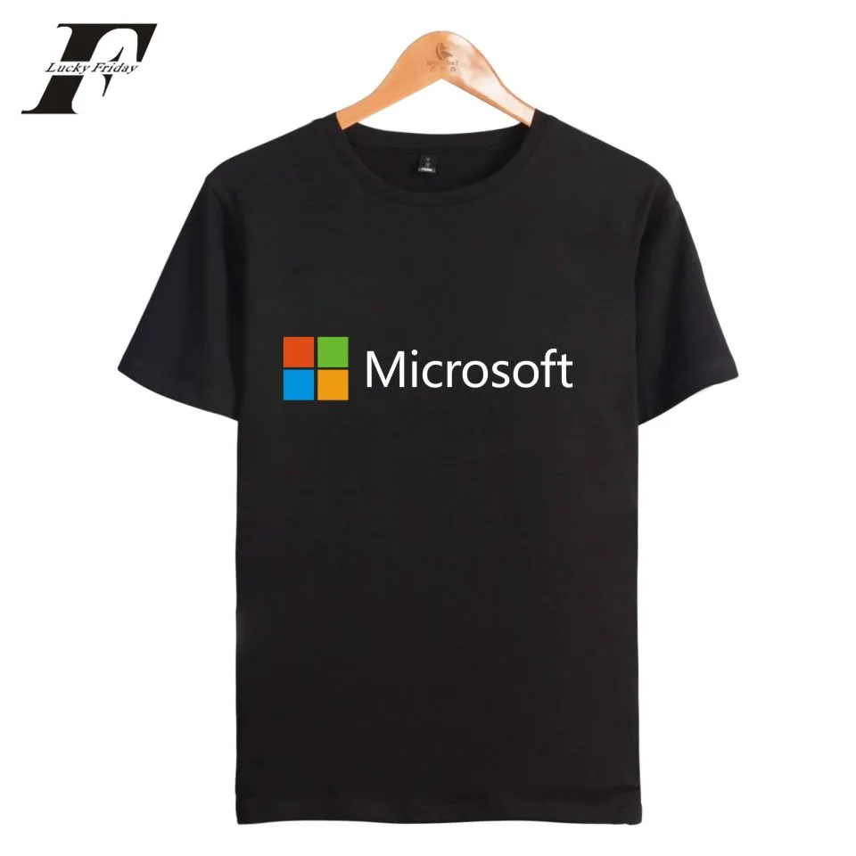 Мужская хлопковая футболка IT Google Microsoft Повседневная с коротким рукавом и принтом