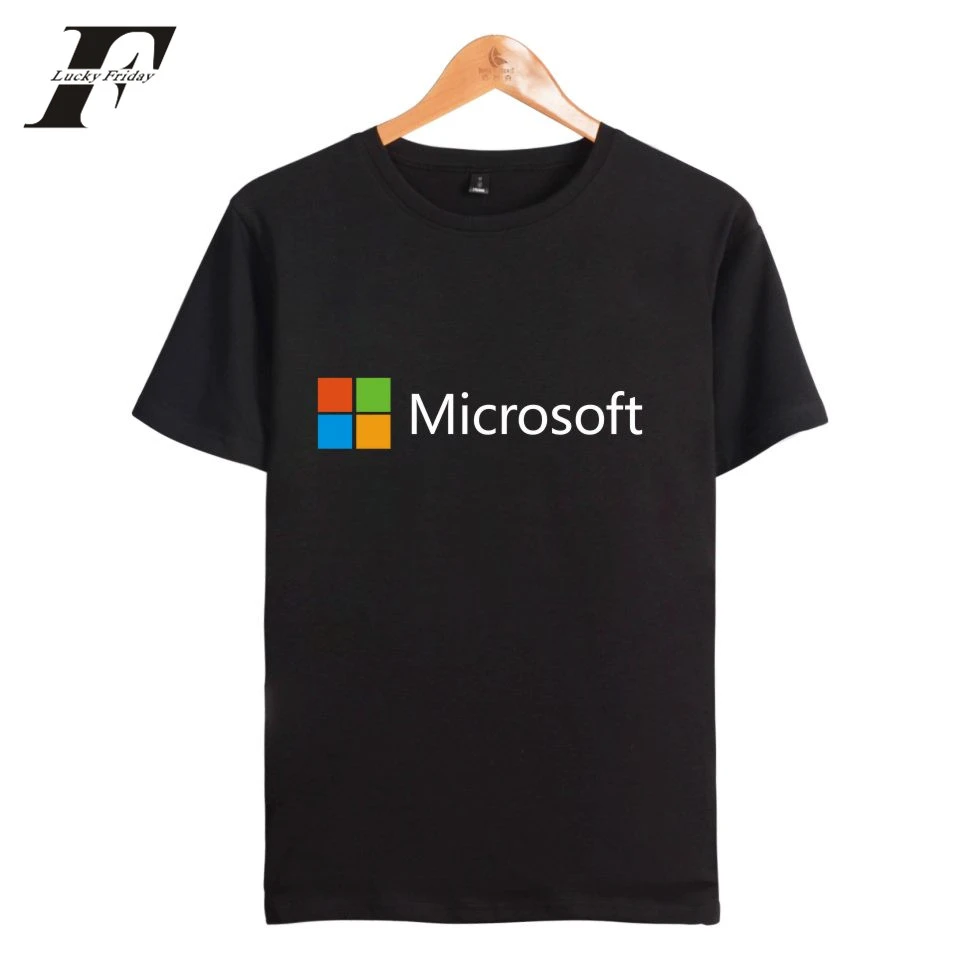 T Shirt Manches Courtes Homme Femme Decontracte Avec Google Et Microsoft Imprimes En Coton Grande Taille Aliexpress