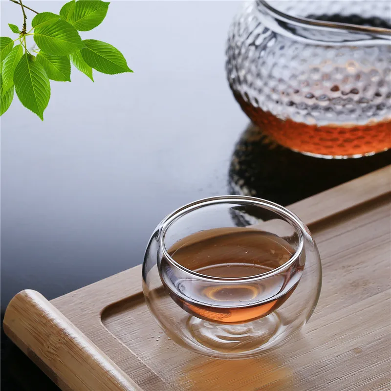 

50ML Elegant Clear Drinking Cup Heat Resistant Double Wall Layer Tea Cup Water Cup for Flower Tea Cups