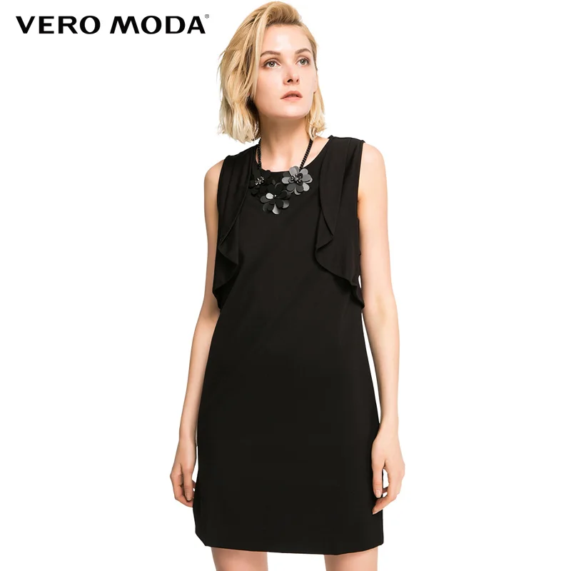 

VeroModa Brand New street style o-neck rear zippers leeveless stretch dress women |316361002