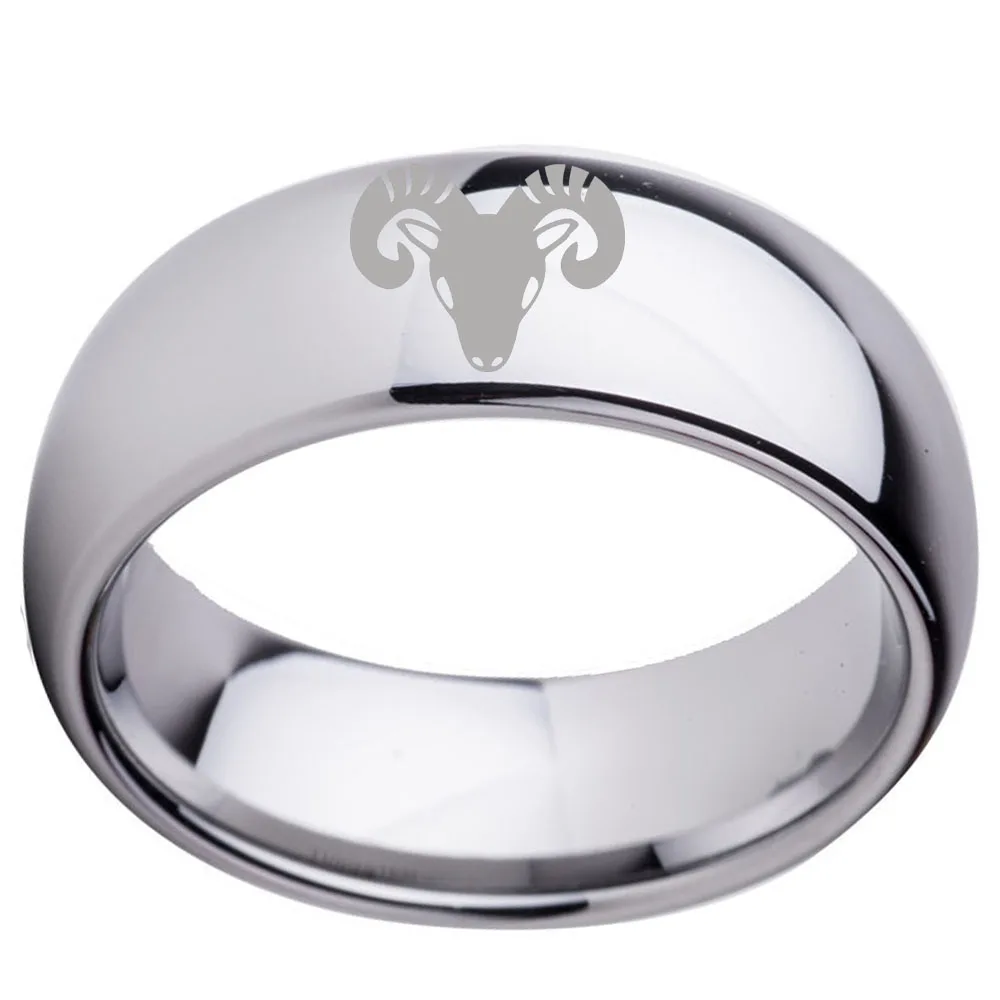 

8mm Wide Silver Dome Tungsten Aries Rings Men Women Simple Anniversary Jewelry