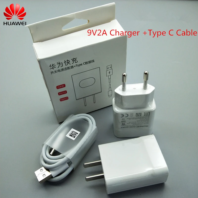 

Original Huawei Wall Charger 9V 2A Fast Quick Travel EU US Adapter Type C Data cable 1M For P9 Plus honor 8 V8 V9 P10 P20 lite