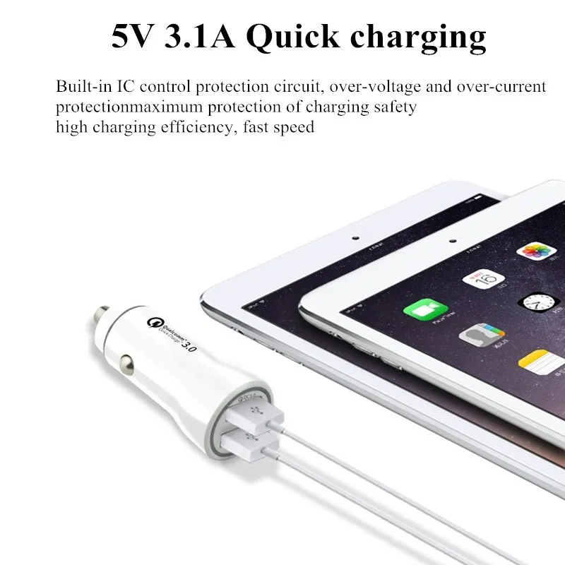 العالمي 3.1A سريعة تهمة 3.0 شاحن سيارة شحن سريع مزدوج USB الهاتف شاحن ل سيارة فون XS XR سامسونج اللوحي سيارة -شاحن