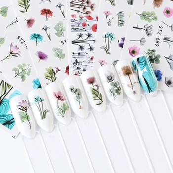

Hot 24PCS/Set Elegant Floral Printing Nails Art Sticker 3D Nail Wrap Sticker Tips DIY Manicura Stickers Tool