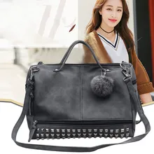 Women Frosted PU Leather Handbags Ladies Large Rivet Shoulder Bags Crossbody Bag New