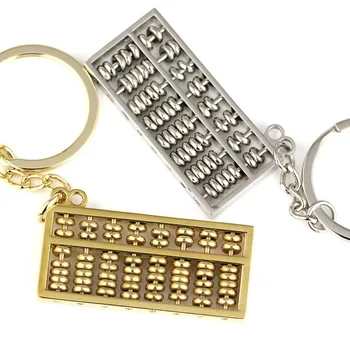 

10PCS/Lot Abacus Keychain Creative Chinese Elements 8 Rows Rotatable Beads 5cm Width Key Chain Ring Keyfob Key Holder Keyring