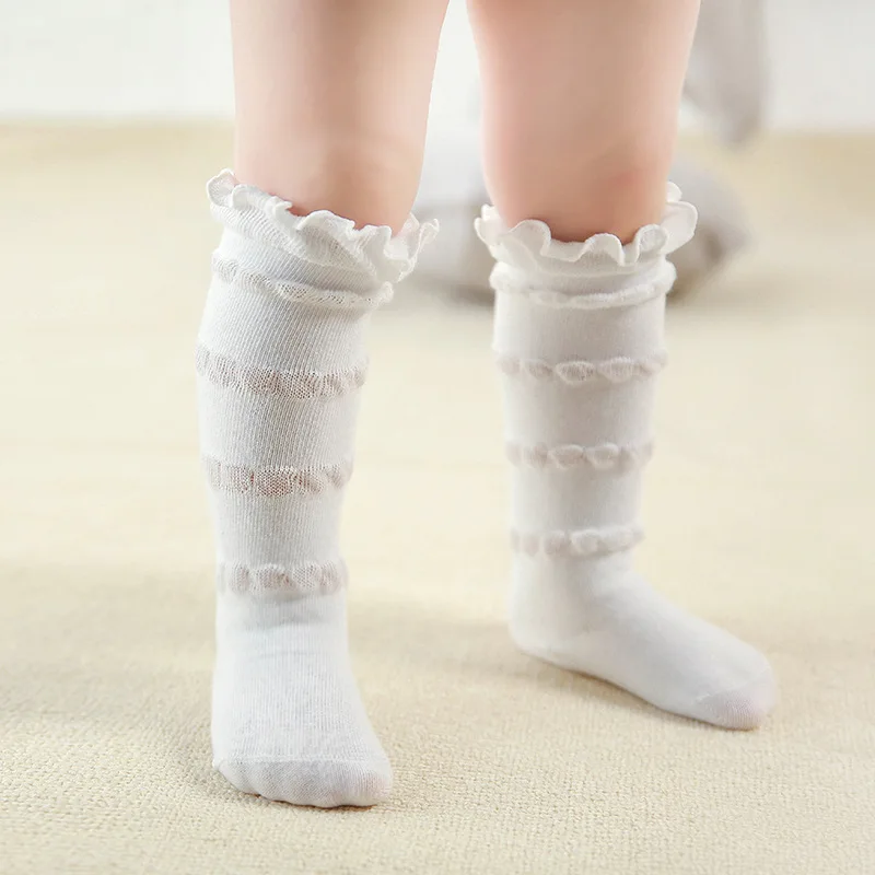 Новые брендовые высокие Колготки для маленьких девочек теплые белые чулки для детей от 0 до 12 месяцев
