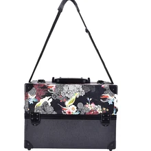The New big size skull flower ABS&PU Make up Box Makeup Case Beauty Case Cosmetic Bag Multi Tiers Lockable Jewelry Box