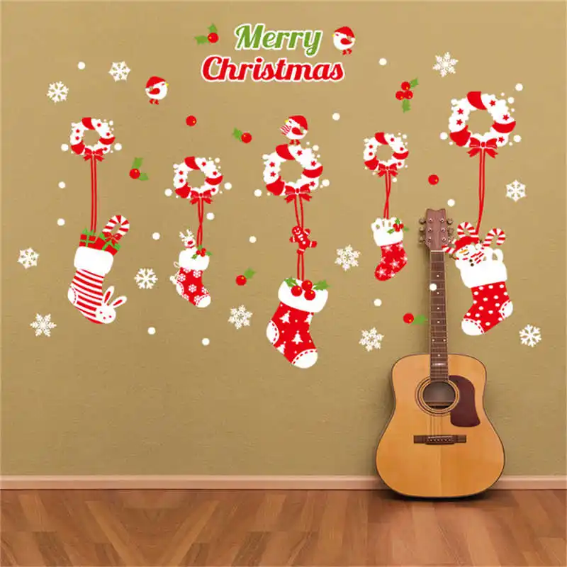 

Cartoon Santa Claus Wall Stickers Wall Art Removable Home Decal Party Decor Merry Christmas Window Film Stickers