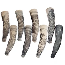 Татуировка рукава рука мужчины рукав прямой унисекс УФ Защита общие наружные временные фальшивые татуировки рука рукав мужские вечерние рукава