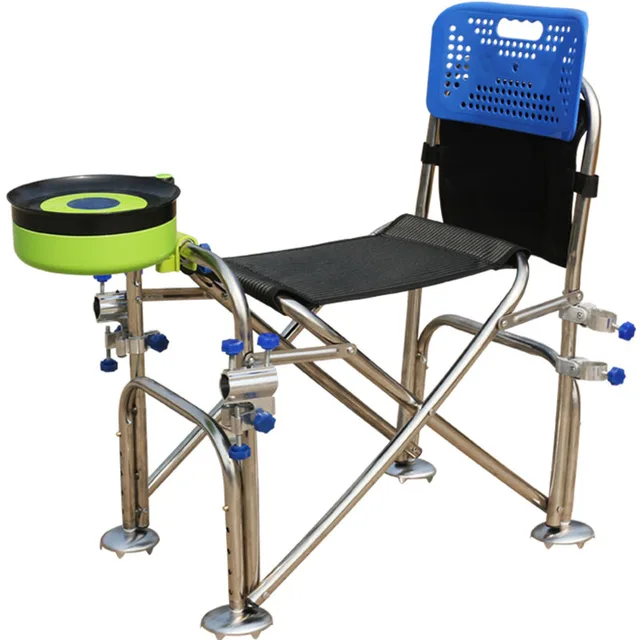 Foldable Fishing Chair Portable with Rod Holder Bait Cup Umbrella