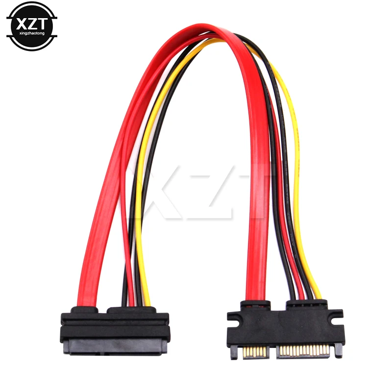 Новейший 30 см 22Pin SATA кабель штекер гнездо 7 + 15 Pin серия ATA силовой комбинированный