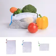 Многоразовые сетчатая веревка Drawstring сумка Организатор для овощей игрушечные фрукты хранения Бакалея сумка для покупок