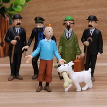 6pc/set Cartoon The Adventures of Tintin Pvc Action Figure Toy Anime The Adventures of Tintin Juguetes Display Collection Gift the adventures of tintin the shooting star