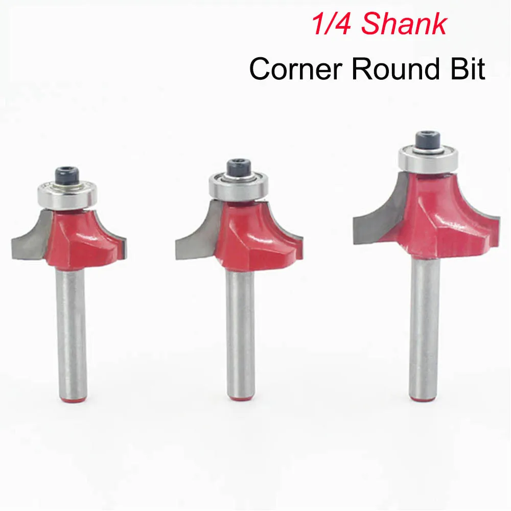 1pc 1/4 inch Shank Corner Round Over Router Bit with Bearing for Wood Woodworking Tool Endmill Milling Cutter Engraving Tools