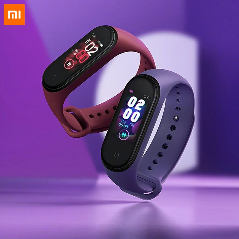 Влагостойкий смарт браслет Xiaomi Mi Band 4 спортивный трекер Bluetooth 3 цвета дисплей