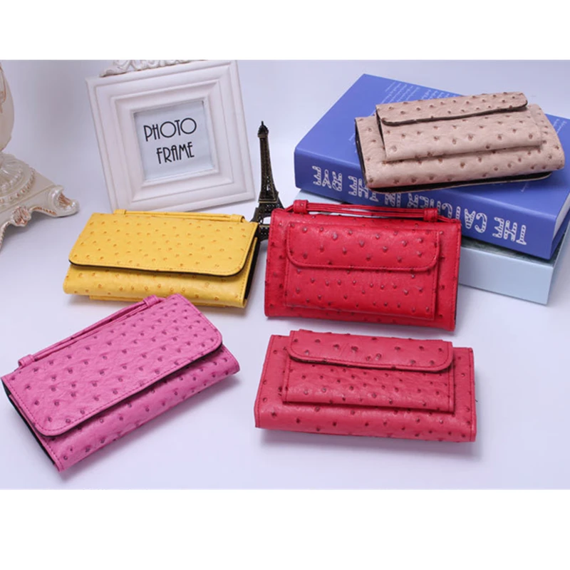 

Luxury women wallets female long purse card holder wallet cute phone bag multifunction chain wallets bag ostrich cartera mujer