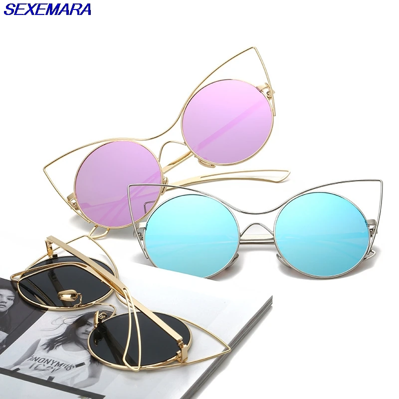 SexeMara Круглые Очки Uv400 Пластиковые Взрослых Cat Eye 50 Мм Мульти Женщины Черные