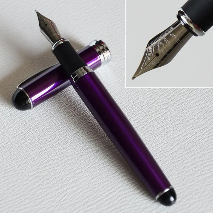 Перьевая ручка JINHAO X750 фиолетовая цилиндрическая перьевая 18KGP с широким